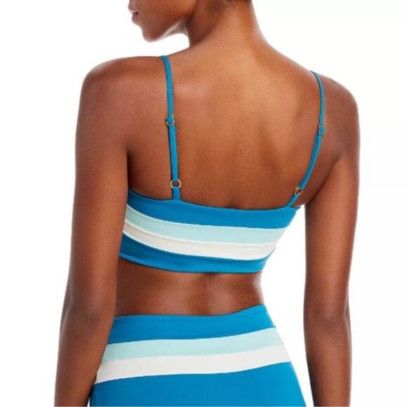 NWT l*space Rebel Stripe Bikini Top Mediterranean Cream Pool Blue sz XS Beach - Picture 3 of 7